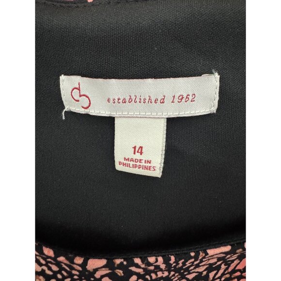 Dressbarn Coral Black Medallion Print Draped Ruched Sheath Dress Size 14 Summer - Picture 4 of 7